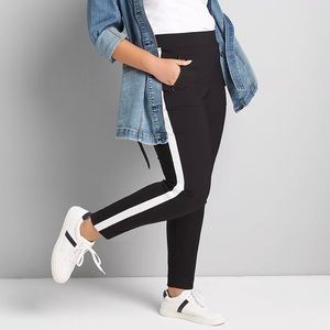 Lane Bryant On The Go Ankle Pants - Plus Size 18 - Black w/cream stripe down leg